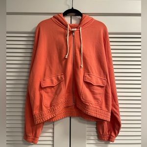 Aerie Cargo Pocket Coral Zip Up Hoodie. NWT.